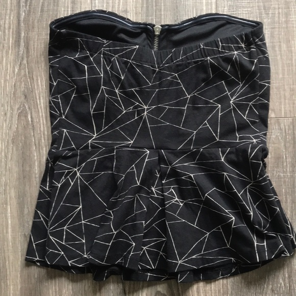 Strapless black patterned top - Picture 3 of 5